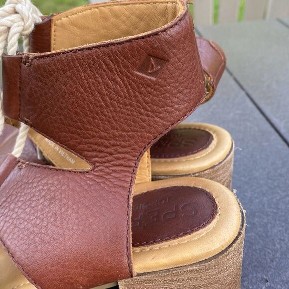 Sperry Vivianne Lia leather sandals size 8 womens gladiator style brown chunky w - Picture 2 of 11